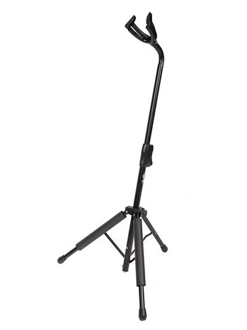 Hoge luxe gitaarstandaard, tripod model met auto-grip, hoog hangmodel, metaal, zwart