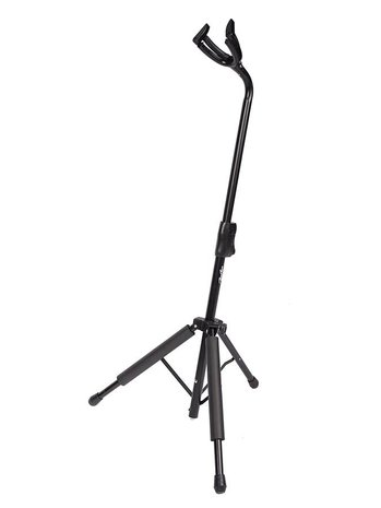 Hoge gitaarstandaard, tripod model met auto-grip, hoog hangmodel, metaal, zwart