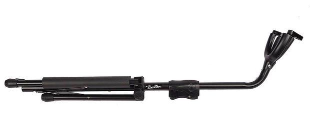 Hoge luxe gitaarstandaard, tripod model met auto-grip, hoog hangmodel, metaal, zwart