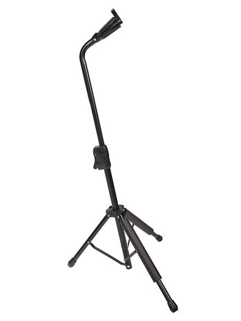 Hoge luxe gitaarstandaard, tripod model met auto-grip, hoog hangmodel, metaal, zwart