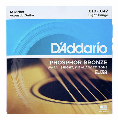 D'Addario EJ38 12-snarig 010, phosphor bronze