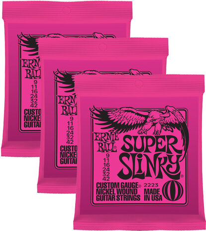 Ernie Ball 3223 Super Slinky Nickel Wound 3 Pack (009-042)