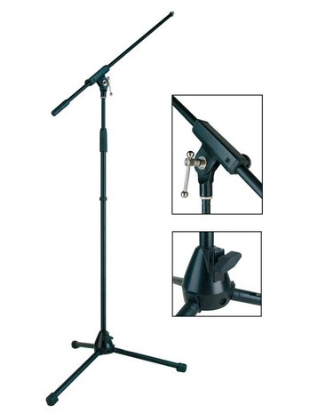 Boston MS-1425-BK Stage Pro microfoonstandaard met hengel en in hoogte verstelbaar 94-168cm , zwart