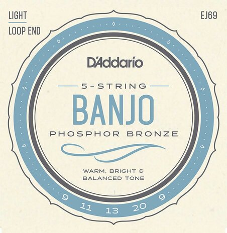 D'Addario snarenset voor 5-snarige banjo light 009