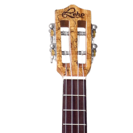 Leho concert ukelele Spruce Top Spalted Maple Archback met hoes