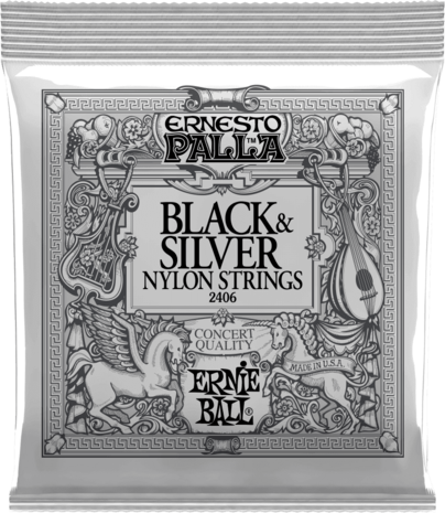 Ernie Ball 2406 Ernesto Palla Nylon Classical Black And Silver, medium tension