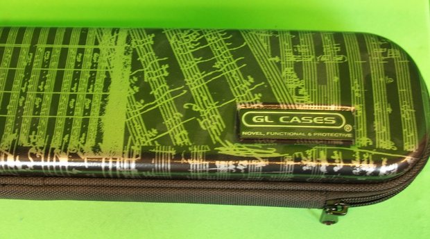GL flute case ABS black with music pattern
